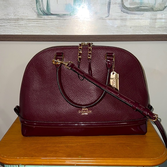 Coach Handbags - Coach Sierra Satchel Pebble and Patent Leather EUC maroon